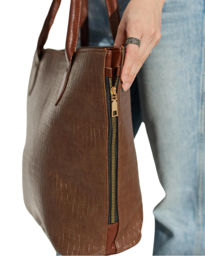 Crocodile Chic Tote Bag_BROWN
