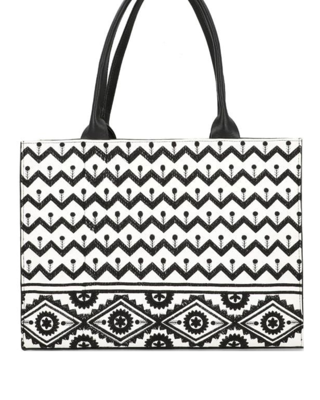 Monotone Muse Embroidered Tote Bag