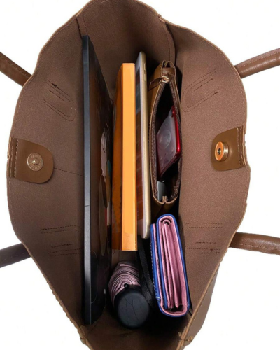 Classic Carryall Tote Bag with Mini Bag_BROWN