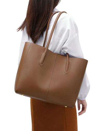 Classic Carryall Tote Bag with Mini Bag_BROWN