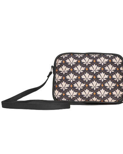 Serene Blossom Floral Print Canvas Crossbody Bag with Adjustable PU Leather Strap Interior View of Serene Blossom Floral Print Canvas Crossbody Bag Showing Spacious Compartment" Close-up of Floral Print Detail on Serene Blossom Canvas Crossbody Bag