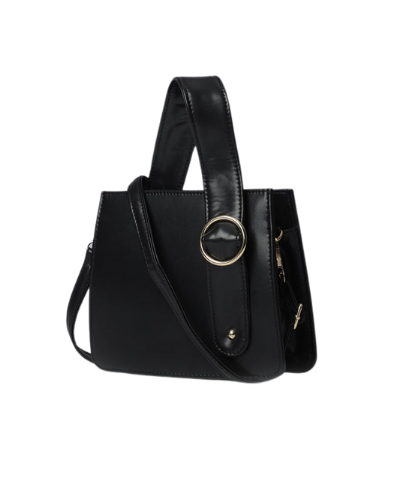 Majestic Top Handle Bag with Adjustable Strap in PU Leather_black