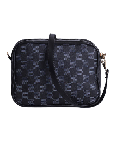 Checkered Bliss Crossbody Bag with Coin Purse_BLACK