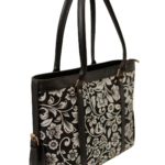 Monochrome Floral Heritage Canvas Tote
