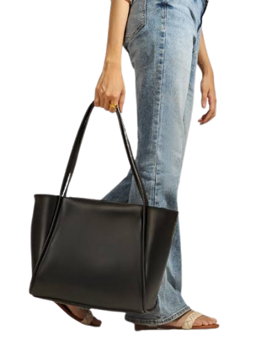 All-Day Tote Bag in PU leather with double handles-BLACK
