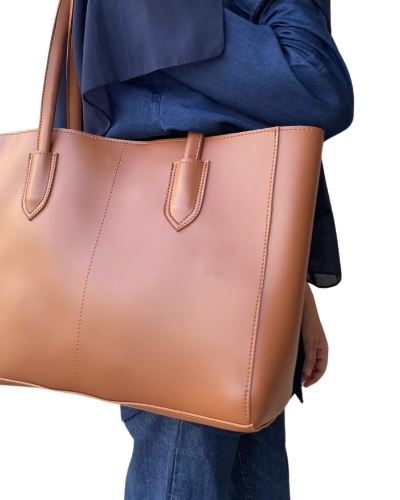 Classic Carryall Tote Bag with Mini Bag_BROWN