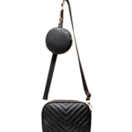 Vivid Chevron Crossbody Bag with Coin Purse_BLACK