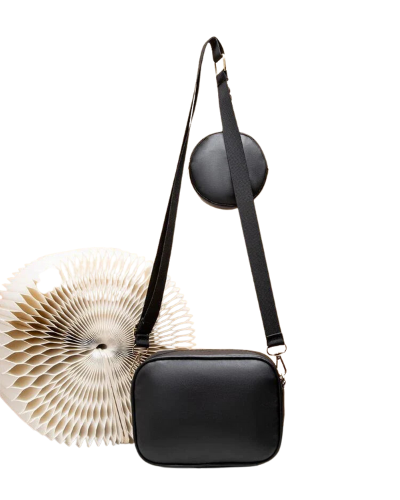 Vivid Chevron Crossbody Bag with Coin Purse_BLACK