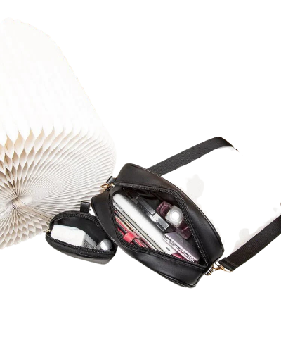 Vivid Chevron Crossbody Bag with Coin Purse_BLACK