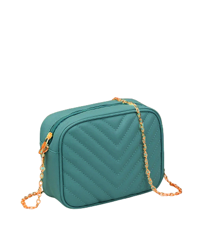 Minty Breeze Quilted Crossbody Bag_TEAL