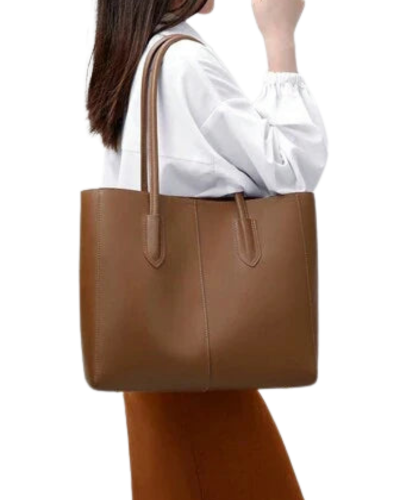 Classic Carryall Tote Bag with Mini Bag_BROWN