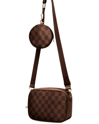 Checkered Bliss Cross_Body_Bag With Coin Purse
