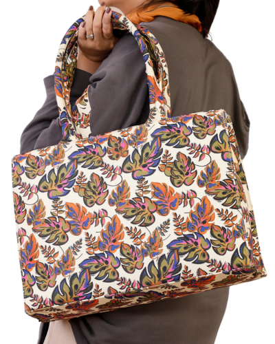 Floral Harmony Canvas Tote Bag