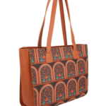 Mughal Bloom Leather on Canvas Tote Bag