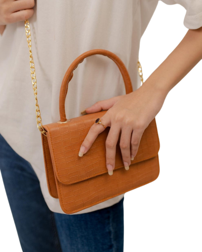 Crocette Tophandle Sling Shoulder Bag_MUSTARD