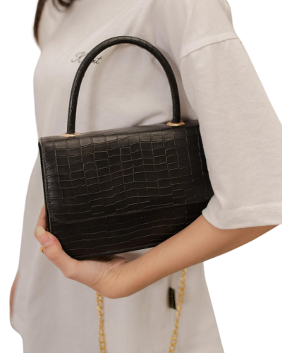 Crocette Tophandle Sling Shoulder Bag_BLACK