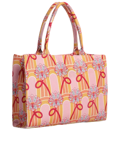 Peachy Blooms Canvas Tote Bag