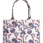 Navy Blossom Floral Canvas Tote Bag