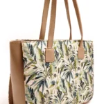 Green Canopy Leather on Canvas Tote Bag