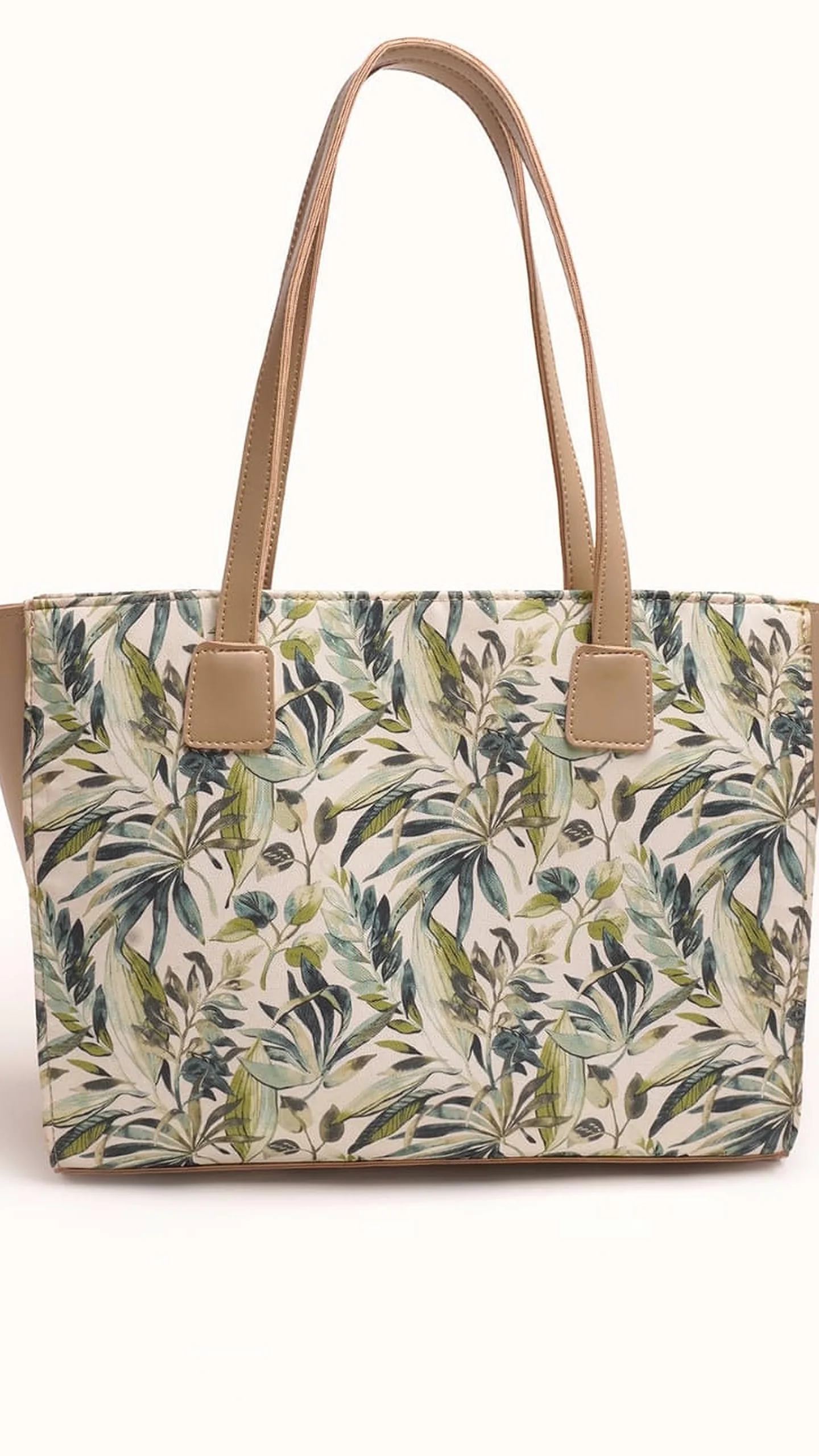 Green Canopy Leather on Canvas Tote Bag
