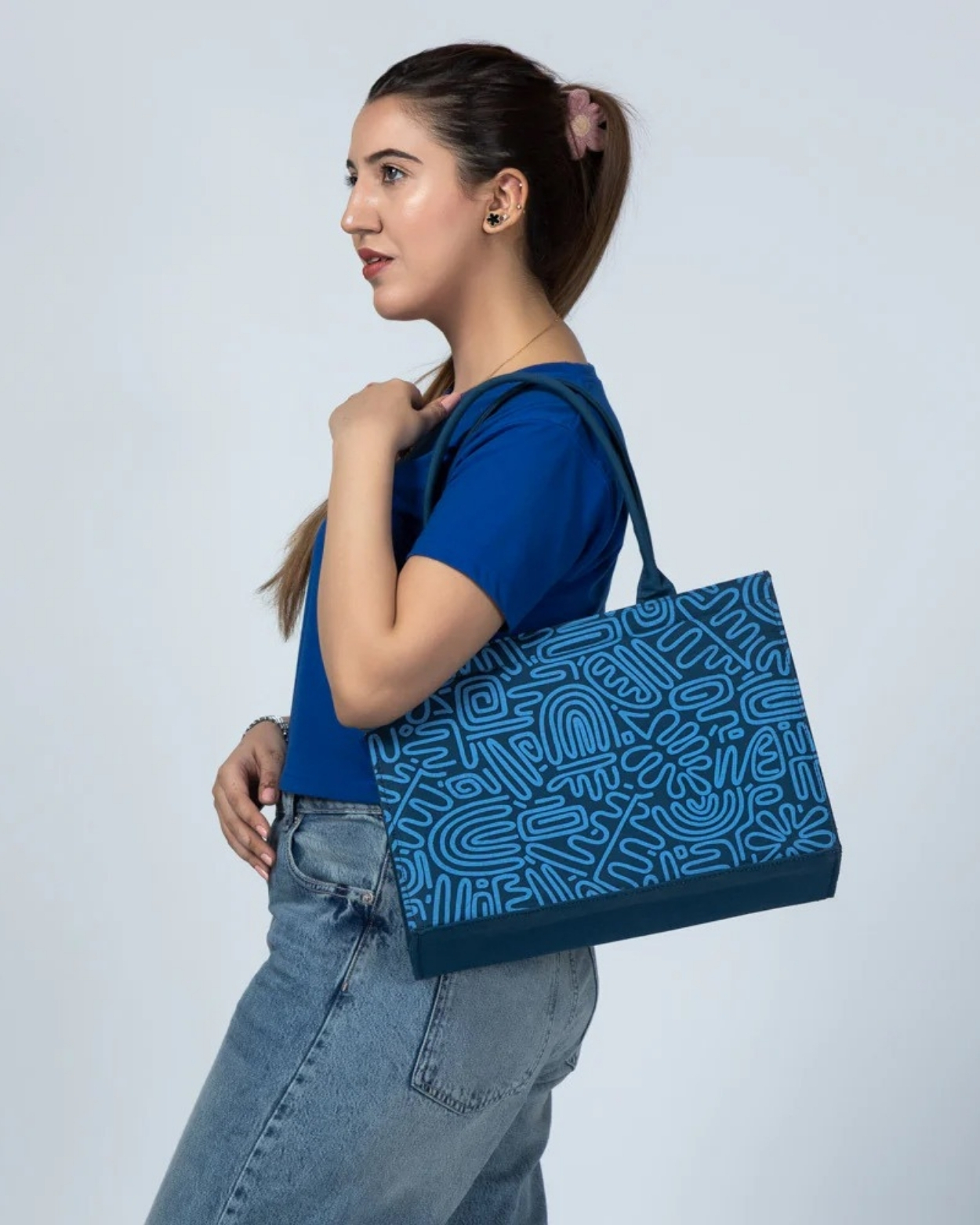 🌸 AQUA MINI CANVAS TOTE – FLORAL PRINT HANDBAG | NEW ARRIVAL 🌸