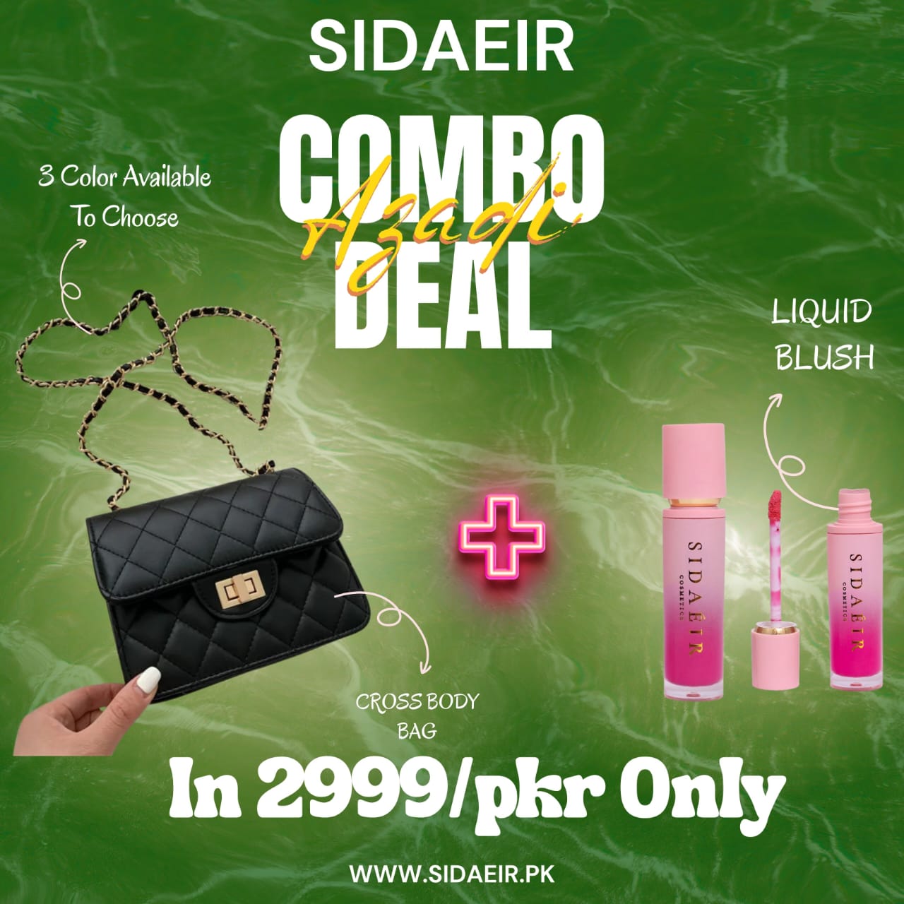 Beauty & Style Bundle: Your Choice of Blush & Crossbody Bag